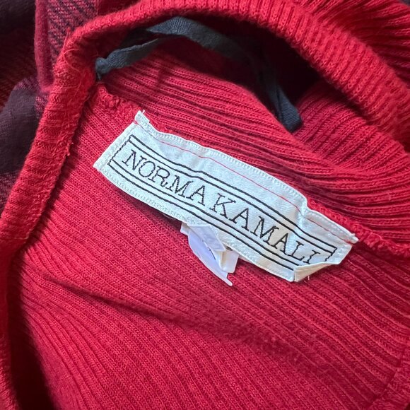 Vintage Norma Kamali 80's Plaid Women's Short Skirt Size Medium Knit Material - Picture 10 of 10